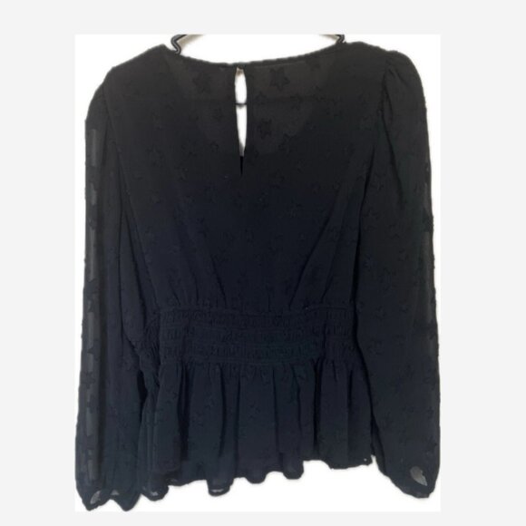 Torrid Top Blouse Women's Size XL 14-16 Black Chiffon W/Stars Elastic Waist - Picture 5 of 6